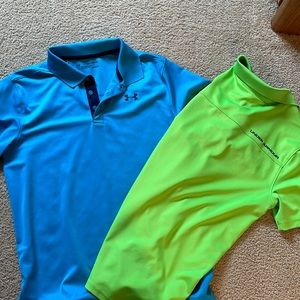 Set of two Underarmour heatgear golf shirts YXL